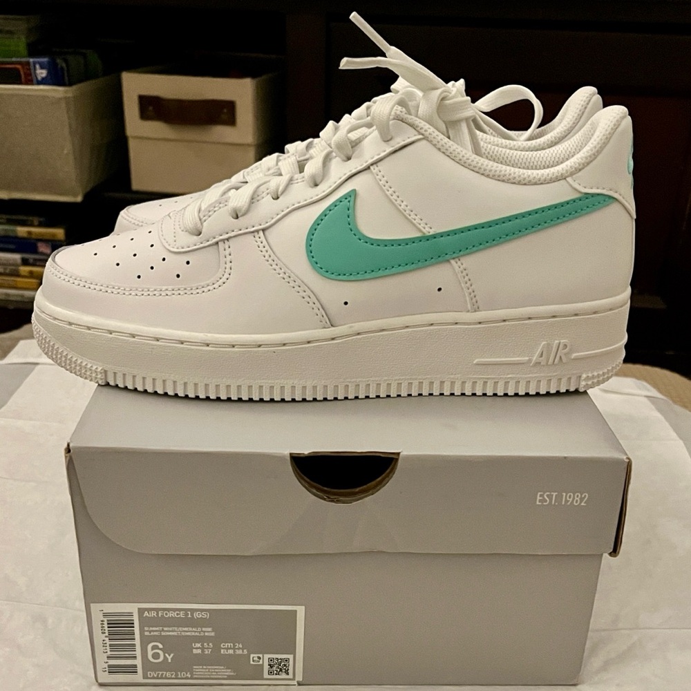 Nike AF 1 GS Summit White/Emerald Rise